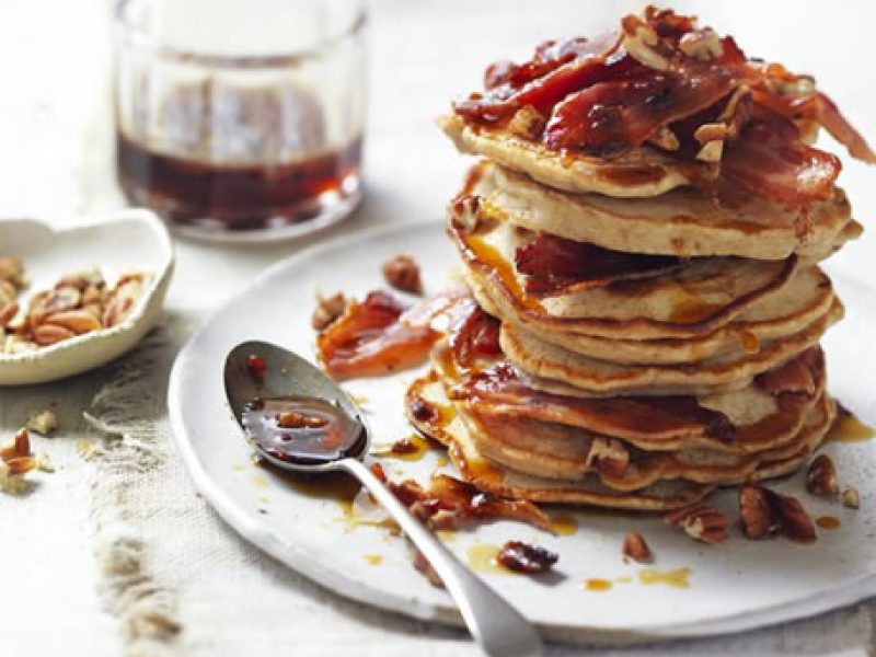 Maple Bacon Cinnamon & Pecan Pancakes